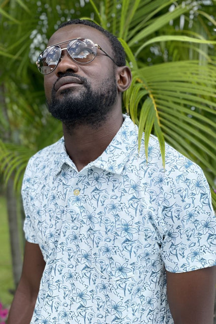 LA CONCH Poloshirt "Nassau" Bahamas-Allover-Print