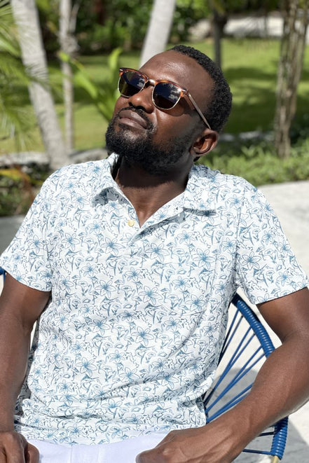 LA CONCH Poloshirt "Nassau" Bahamas-Allover-Print