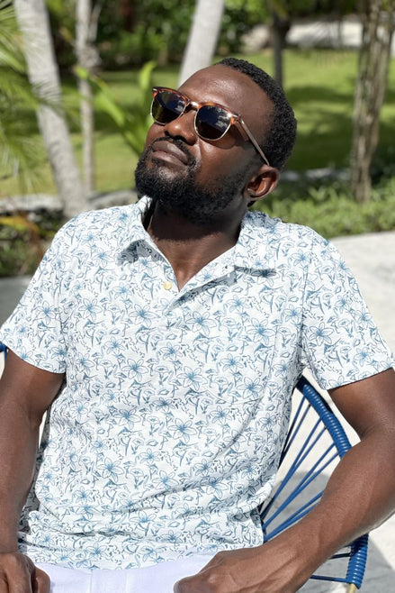 LA CONCH Poloshirt "Nassau" Bahamas-Allover-Print
