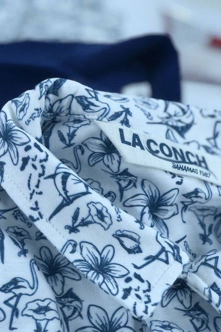 LA CONCH Poloshirt "Nassau" Bahamas-Allover-Print