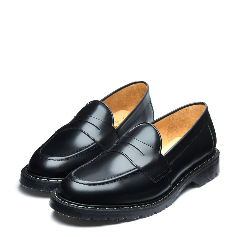 Solovair Black Hi-Shine Penny Loafer