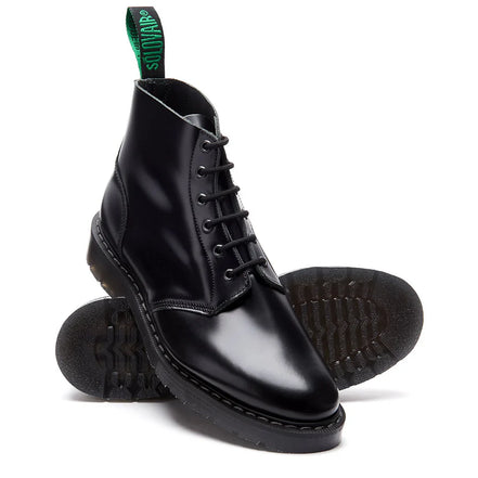 Solovair Black Hi-Shine 6 Eye Astronaut Boot