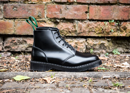 Solovair Black Hi-Shine 6 Eye Astronaut Boot