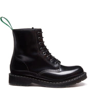 Solovair Black Hi-Shine 8 Eye Derby Boot