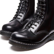 Solovair Black Hi-Shine 8 Eye Derby Boot