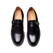 Solovair Black Hi-Shine Single Buckle Monk Shoe