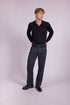 Bowler Berlin "Gatsby" Hose Schwarz-Blau (high waist & straight leg)