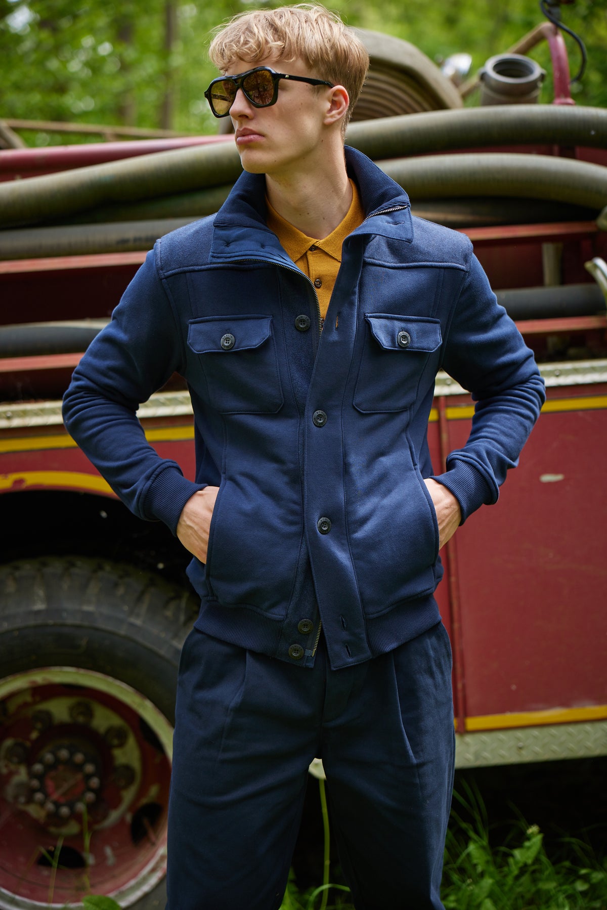 Bowler Sweatjacke Navy Fishbone