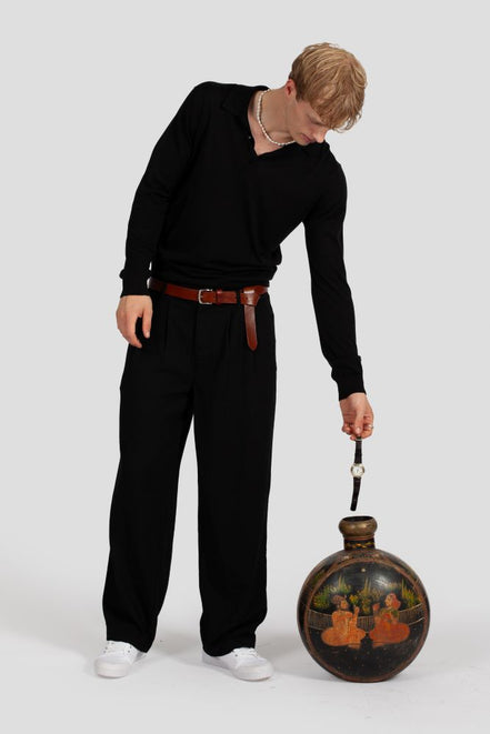 Bowler Berlin Hose "Barrique" Black (barrel leg pants)