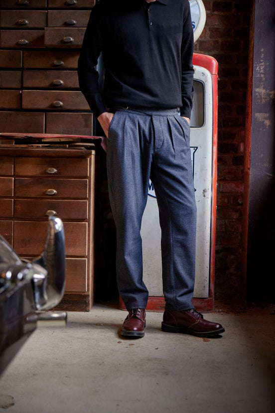 Bowler Berlin Gurkha Hose Pepita Grau-Blau