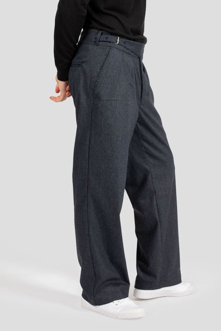 Bowler Berlin Gurkha Hose "Status" Blau Schwarz (Wide Leg)