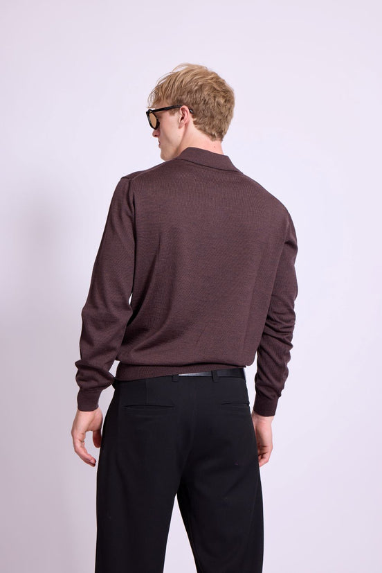 Bowler Berlin Merino Polo Dunkelbraun