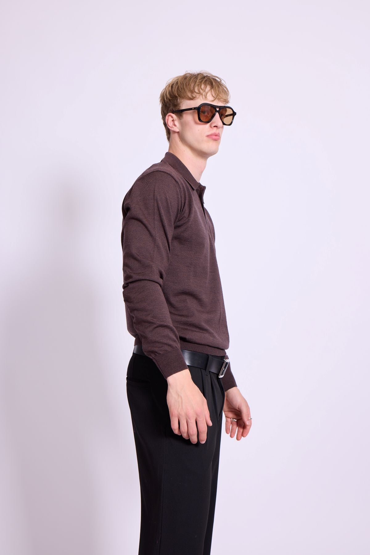 Bowler Berlin Merino Polo Dunkelbraun
