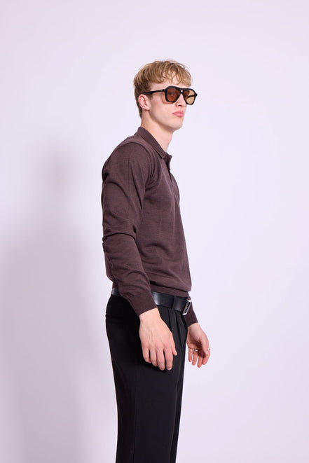 Bowler Berlin Merino Polo Dunkelbraun