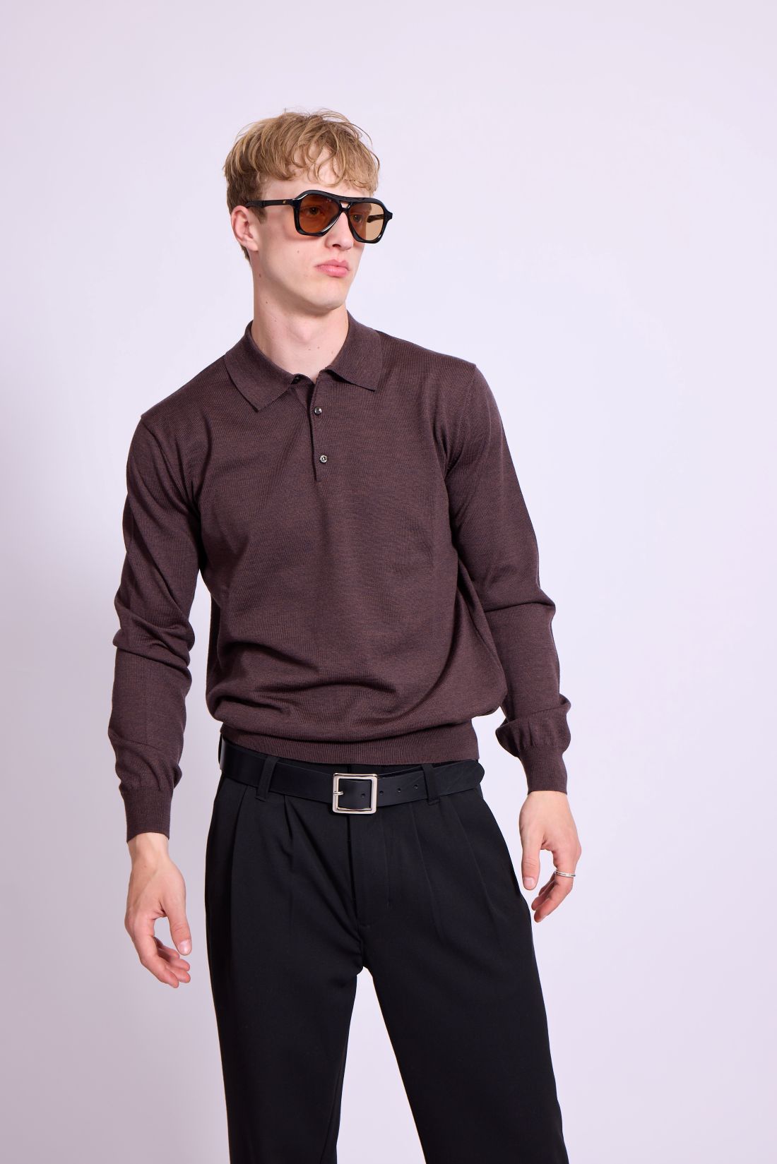 Bowler Berlin Merino Polo Dunkelbraun