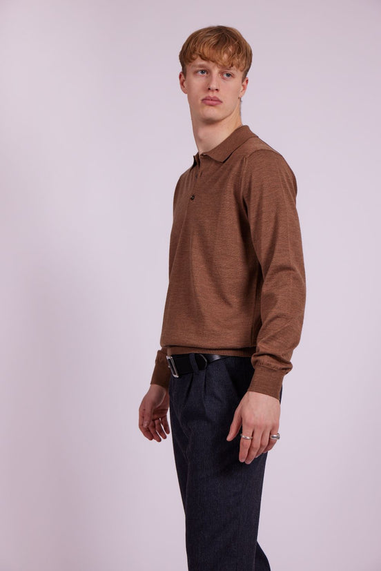Bowler Berlin Merino Polo braun-meliert