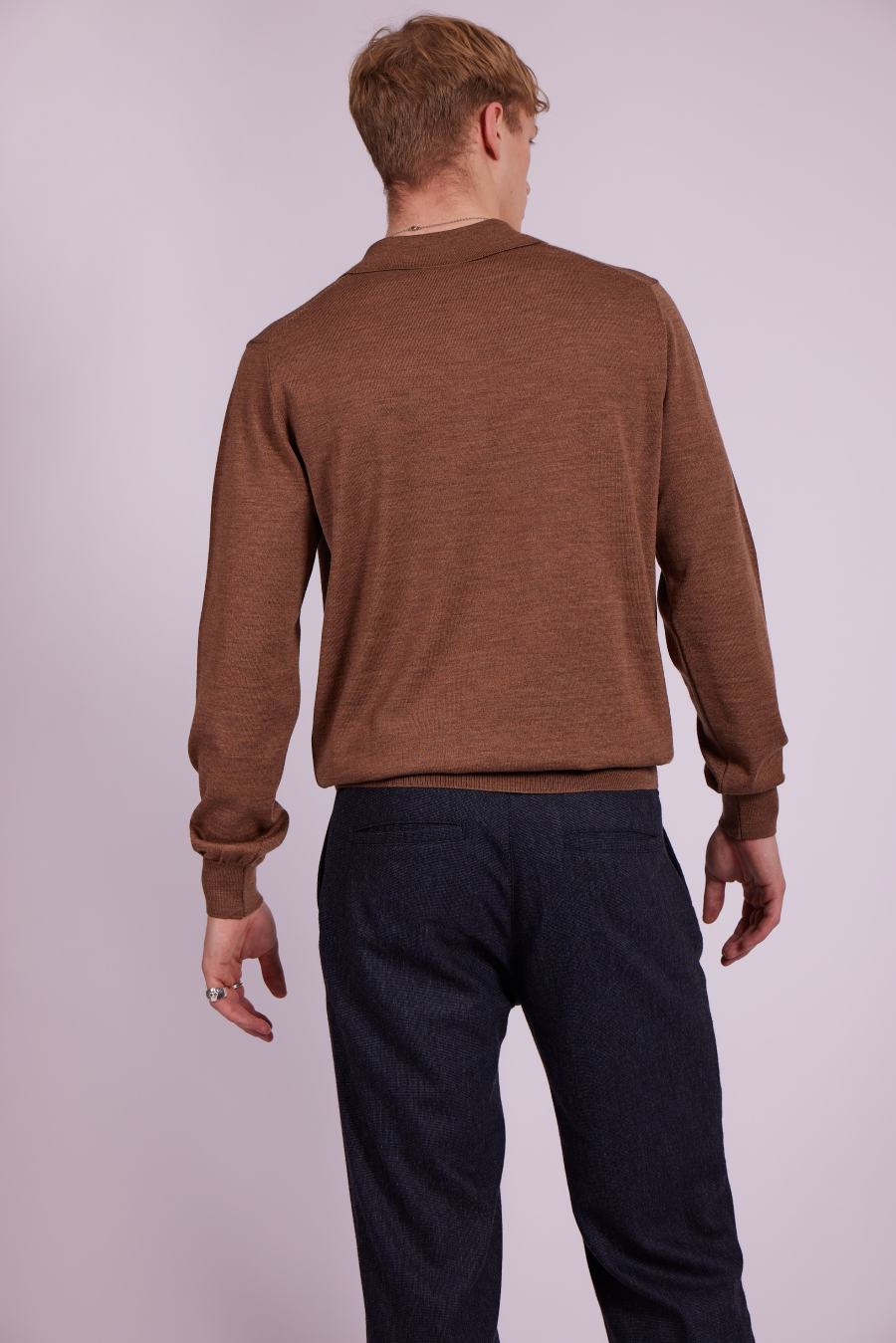 Bowler Berlin Merino Polo braun-meliert