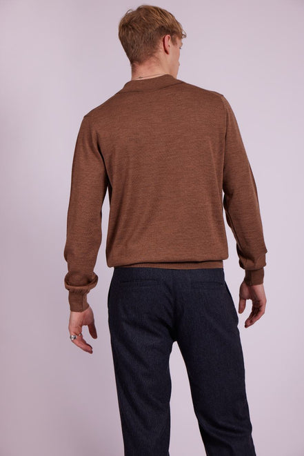 Bowler Berlin Merino Polo braun-meliert