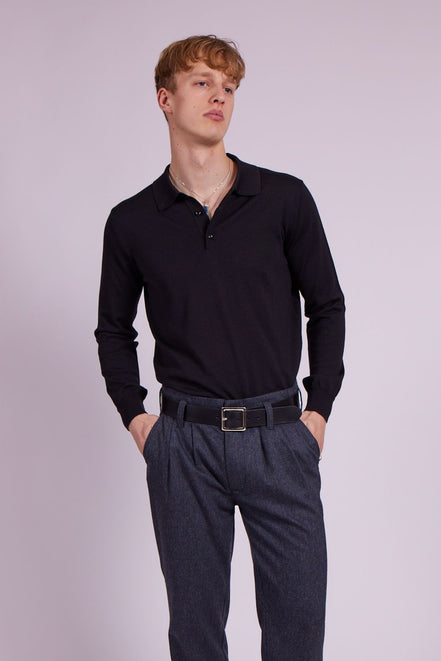 Bowler Berlin Merino Polo Schwarz