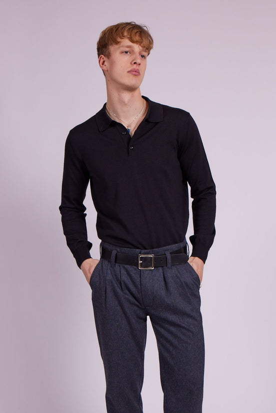 Bowler Berlin Merino Polo Schwarz
