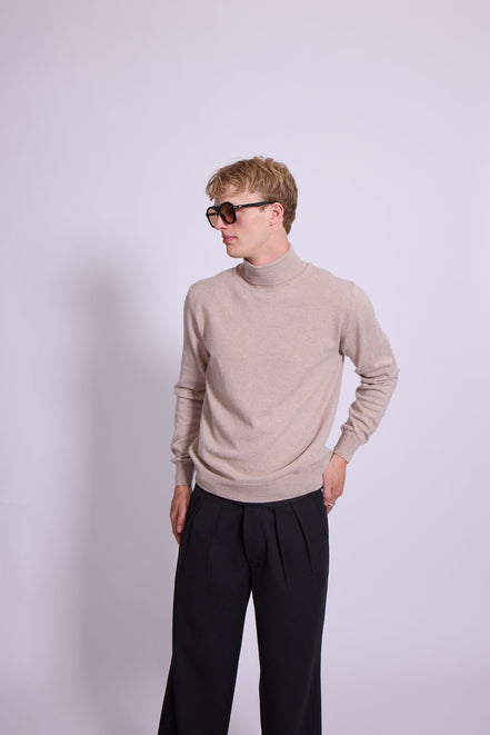 Bowler Berlin "Dolcevita" Merino-Kaschmir Rollkragen beige