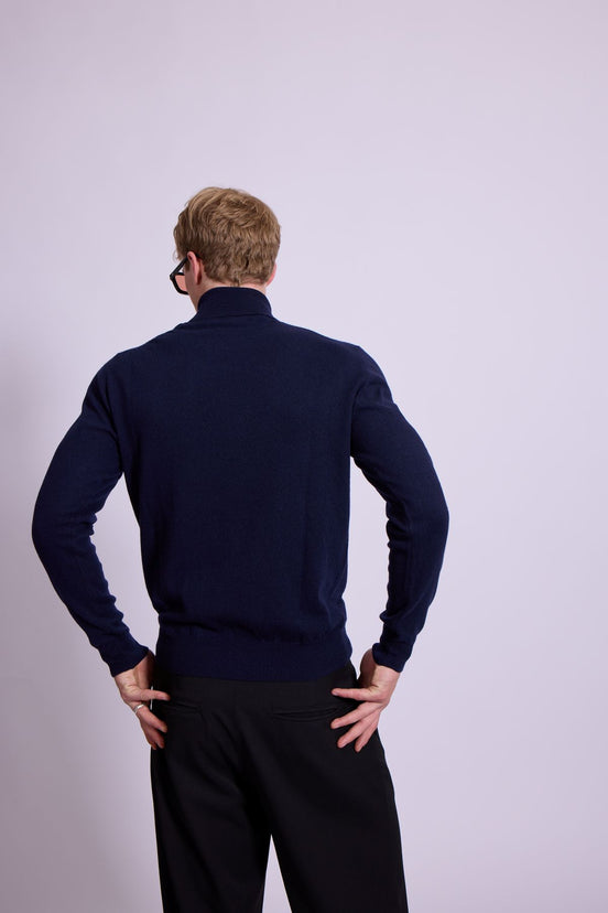 Bowler Berlin "Dolcevita" Merino-Kaschmir Rollkragen Dunkelblau