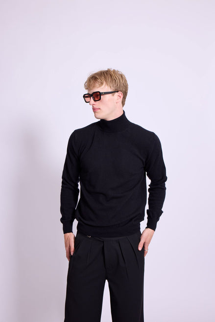 Bowler Berlin "Dolcevita" Merino-Kaschmir Rollkragen Schwarz