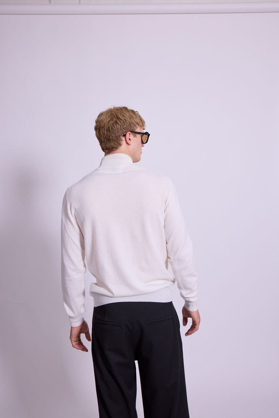 Bowler Berlin "Dolcevita" Merino-Kaschmir Rollkragen Offwhite