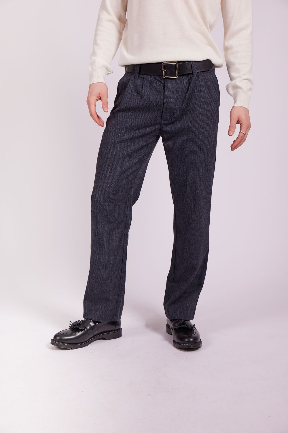 Bowler Berlin "Gatsby" Hose Schwarz-Blau (high waist & straight leg)