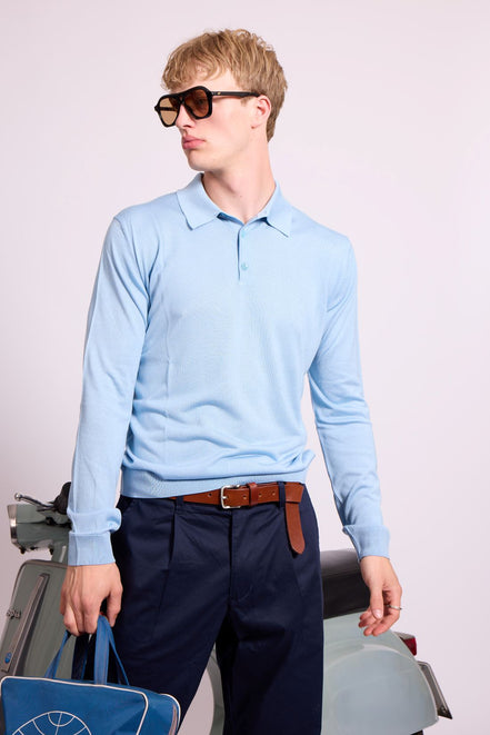 Bowler Berlin Seide Polo hellblau