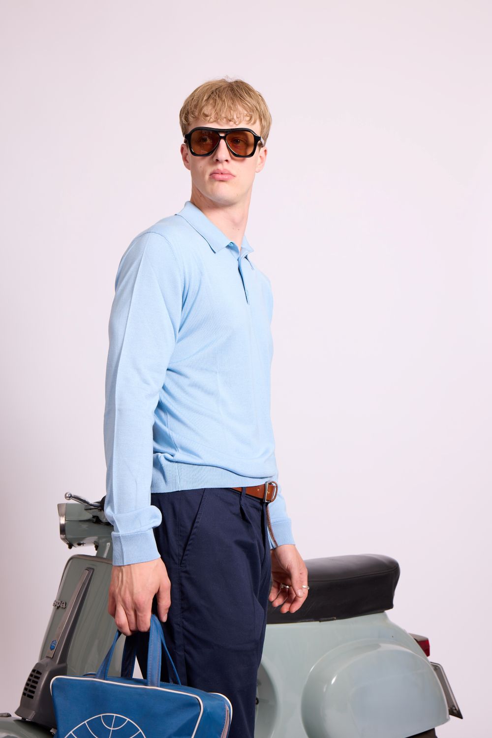 Bowler Berlin Seide Polo hellblau