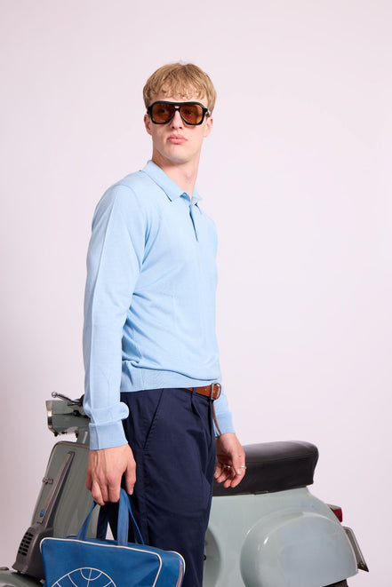 Bowler Berlin Seide Polo hellblau