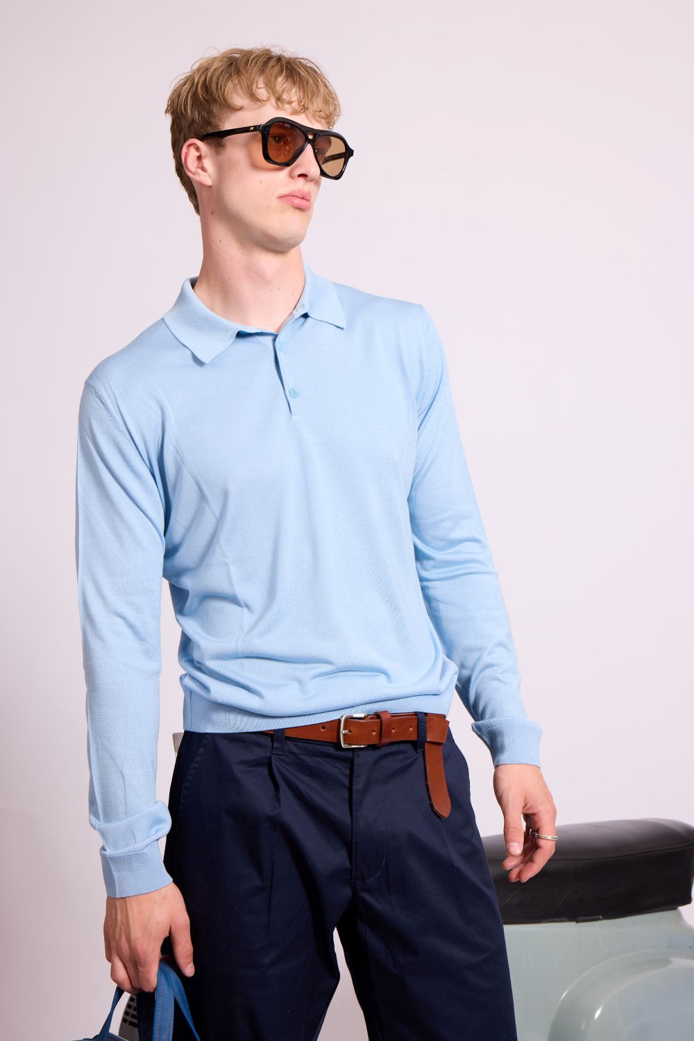 Bowler Berlin Seide Polo hellblau