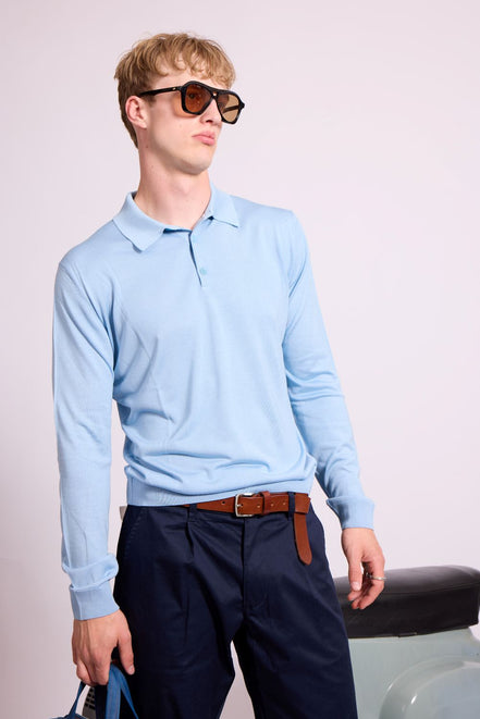 Bowler Berlin Seide Polo hellblau