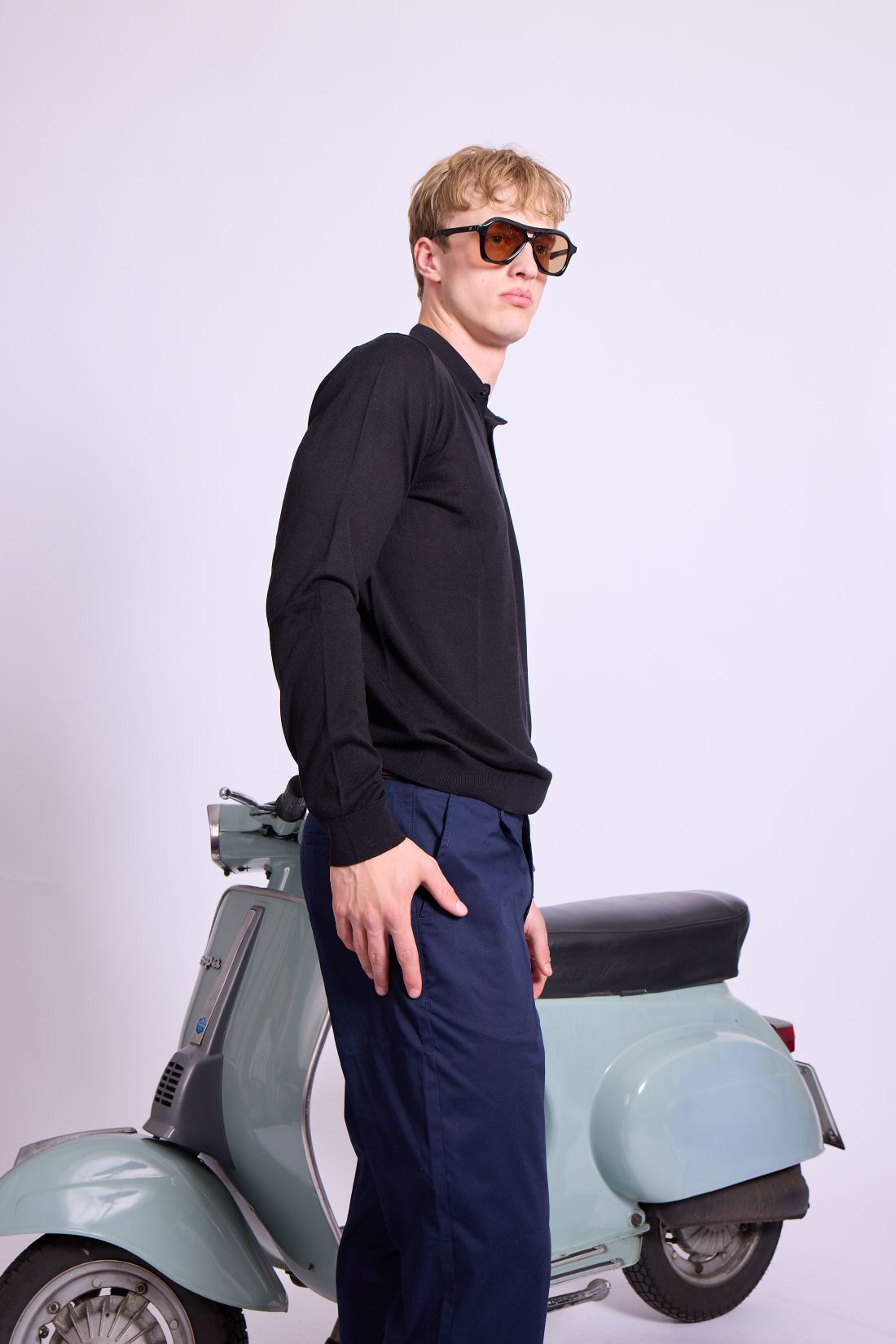 Bowler Berlin Seide Polo schwarz