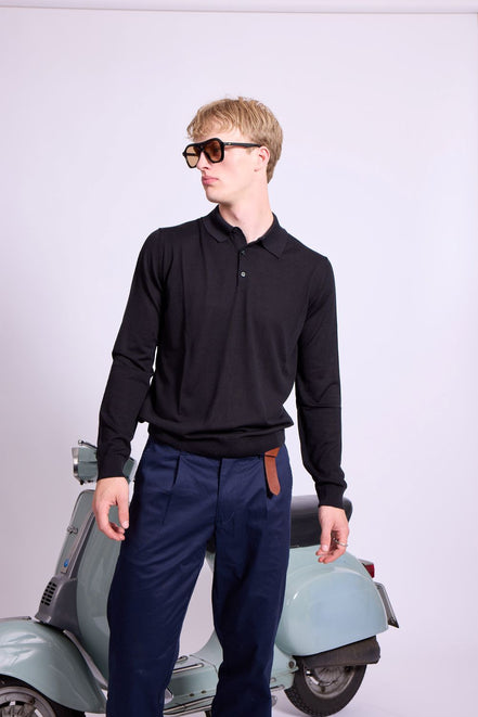 Bowler Berlin Seide Polo schwarz