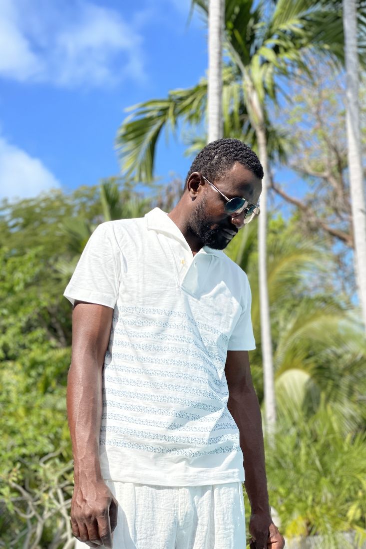 LACONCH Playshirt "Bretoniere" weiß gestreifter Bahamas Allover-Print