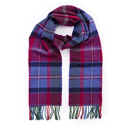 Irischer Wollschal Lang Himbeere, Lavender Tartan