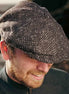 Hanly "Tweed Schiebermütze" Charcoal-Schwarz Fischgrat