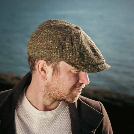 Hanly "Tweed Schiebermütze" Grün Braun Donegal