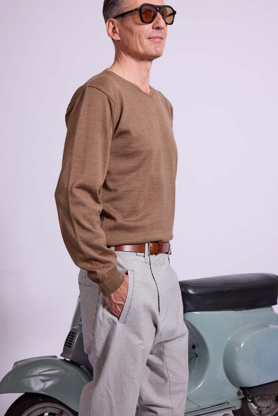 Director´s Cut Merinowolle Pullover tabakmeliert