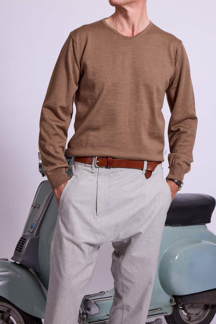 Director´s Cut Merinowolle Pullover tabakmeliert