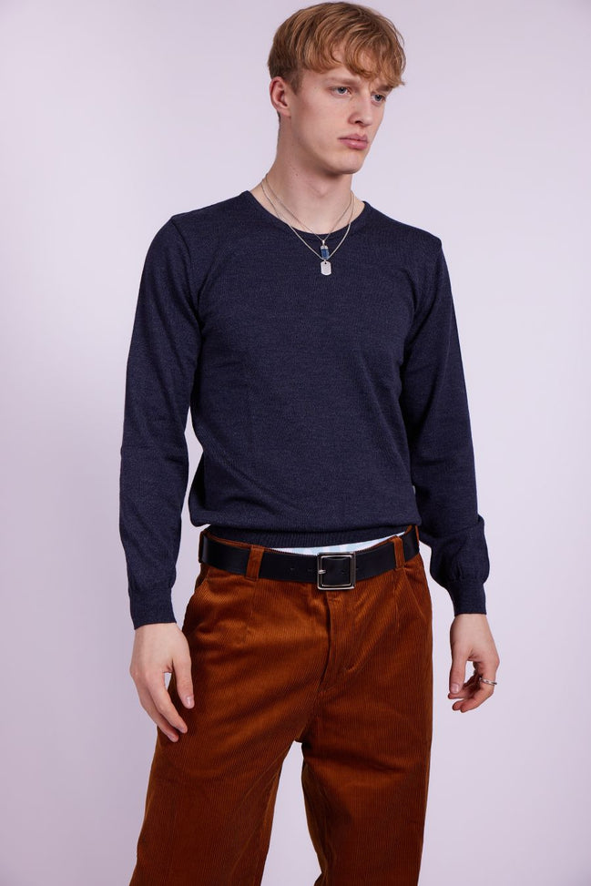 Director´s Cut Merinowolle Pullover Tintenblau