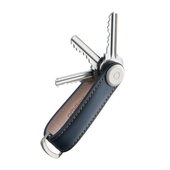 Orbitkey Key Organiser Leather Navy/Tan