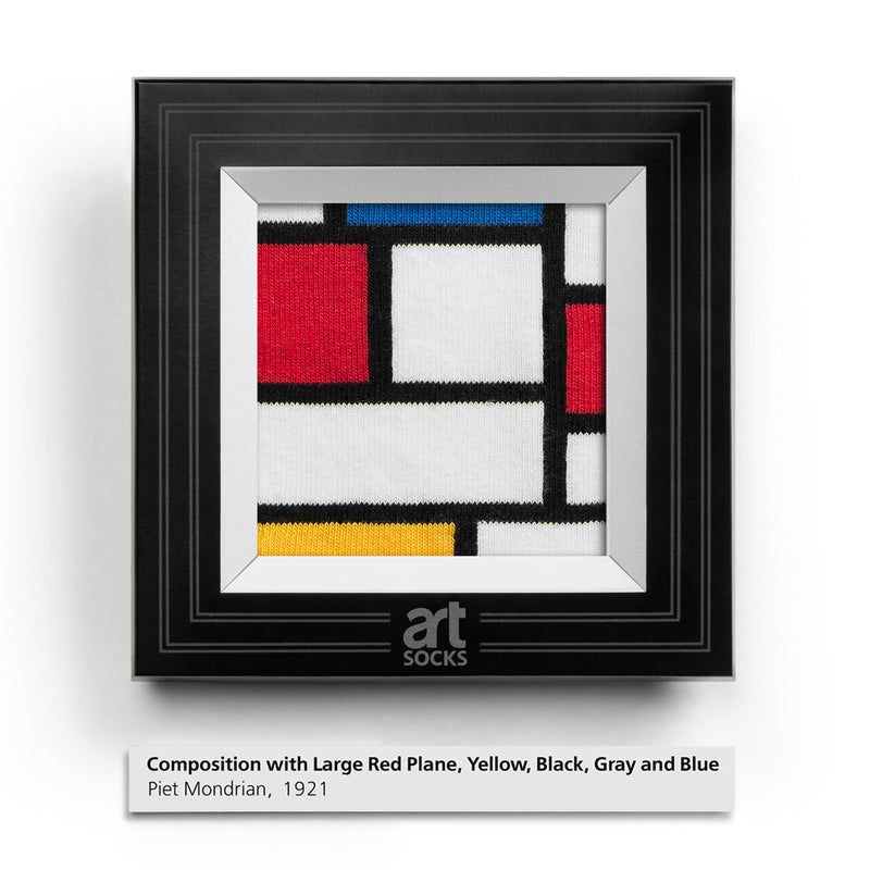 Artsocks "Komposition mit großer roter Fläche, Gelb Schwarz, Blau und Grau"