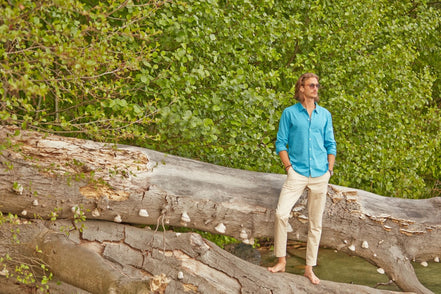 Bowler Berlin "Diplomat" Longsleeve Buttoned Polo Flame Blue Moon