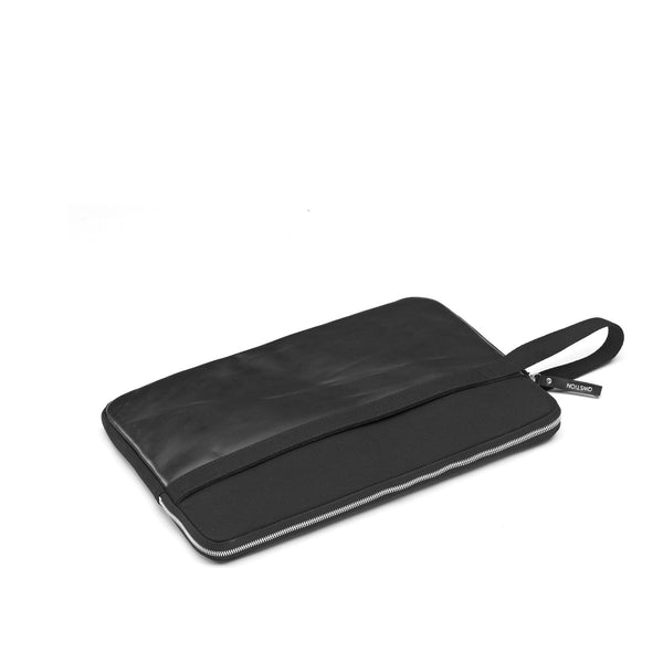 QWSTION Laptop Sleeve Black Leather Canvas 13"-15"