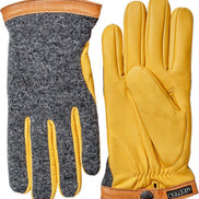 Hestra Deerskin Wool Tricot Charcoal - Natural Yellow
